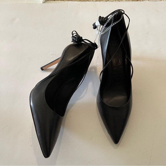 Antonio Melani Black Lace-Up Strap Pumps - Picture 2 of 9